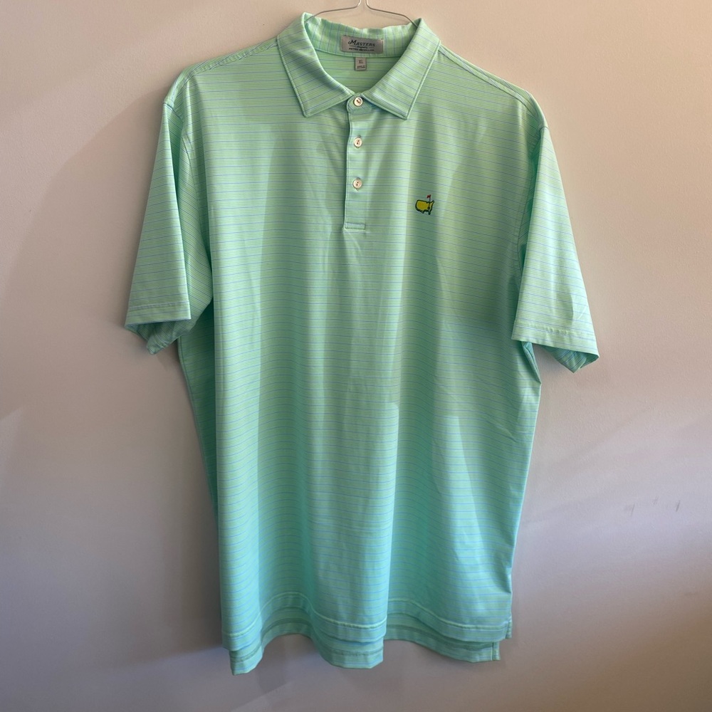 Peter Millar x Masters SS Polo, Men’s Golf Shirt, Mint Green with Stripes, XL